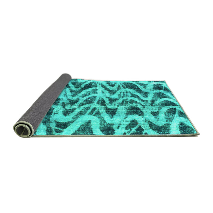 Sideview of Abstract Turquoise Modern Rug, abs880turq