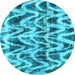 Round Abstract Light Blue Modern Rug, abs880lblu