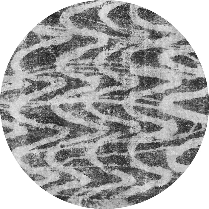 Round Machine Washable Abstract Gray Modern Rug, wshabs880gry