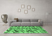 Machine Washable Abstract Emerald Green Modern Area Rugs in a Living Room,, wshabs880emgrn