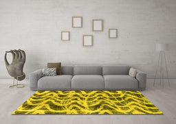 Machine Washable Abstract Yellow Modern Rug in a Living Room, wshabs880yw