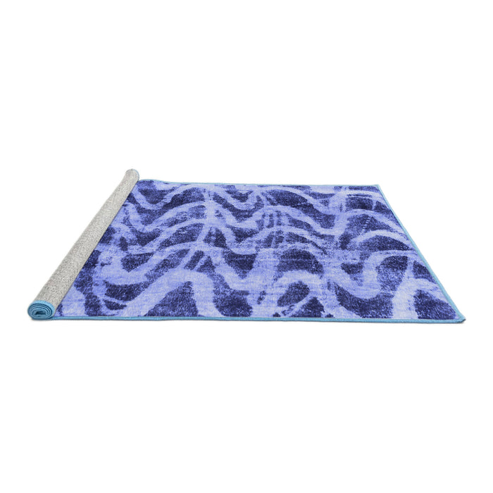 Sideview of Machine Washable Abstract Blue Modern Rug, wshabs880blu