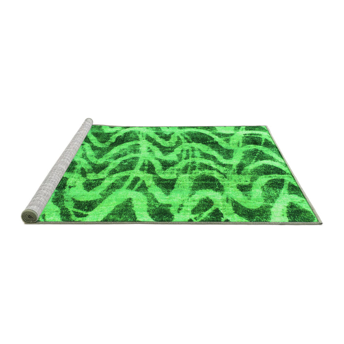 Sideview of Machine Washable Abstract Green Modern Area Rugs, wshabs880grn