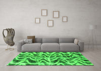 Machine Washable Abstract Green Modern Rug, wshabs880grn