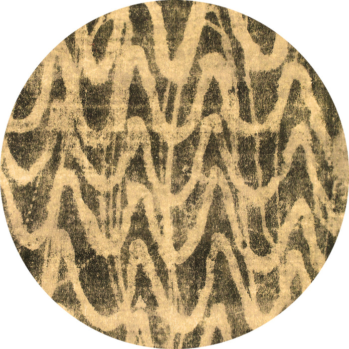 Round Machine Washable Abstract Brown Modern Rug, wshabs880brn