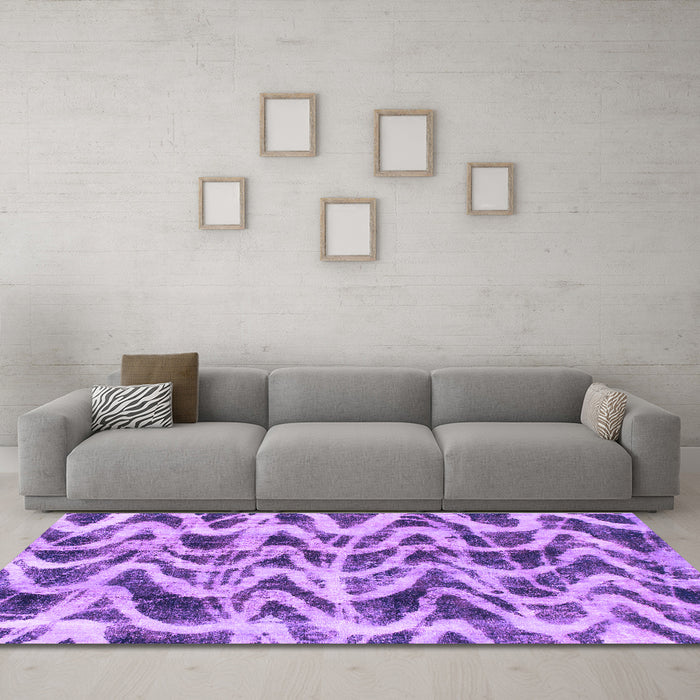Machine Washable Abstract Purple Modern Area Rugs in a Living Room, wshabs880pur