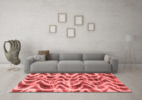 Machine Washable Abstract Red Modern Rug, wshabs880red