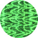 Round Abstract Green Modern Rug, abs880grn