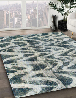 Machine Washable Abstract Cloud Gray Rug in a Family Room, wshabs880