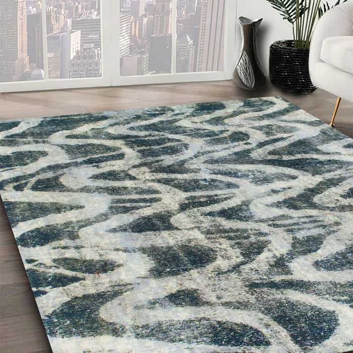 Machine Washable Abstract Cloud Gray Rug in a Family Room, wshabs880