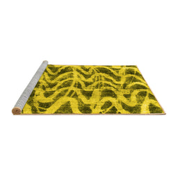 Sideview of Machine Washable Abstract Yellow Modern Rug, wshabs880yw