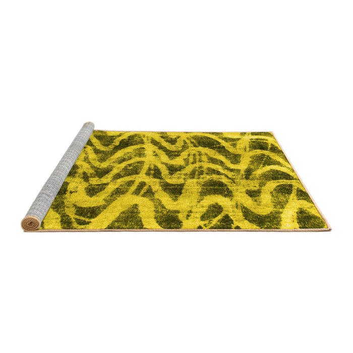 Sideview of Machine Washable Abstract Yellow Modern Rug, wshabs880yw