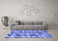 Machine Washable Abstract Blue Modern Rug, wshabs880blu