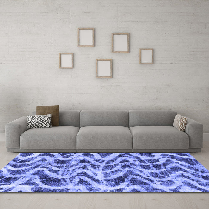 Machine Washable Abstract Blue Modern Rug in a Living Room, wshabs880blu