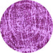 Round Machine Washable Abstract Purple Modern Area Rugs, wshabs881pur