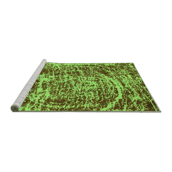 Sideview of Machine Washable Abstract Green Modern Area Rugs, wshabs881grn