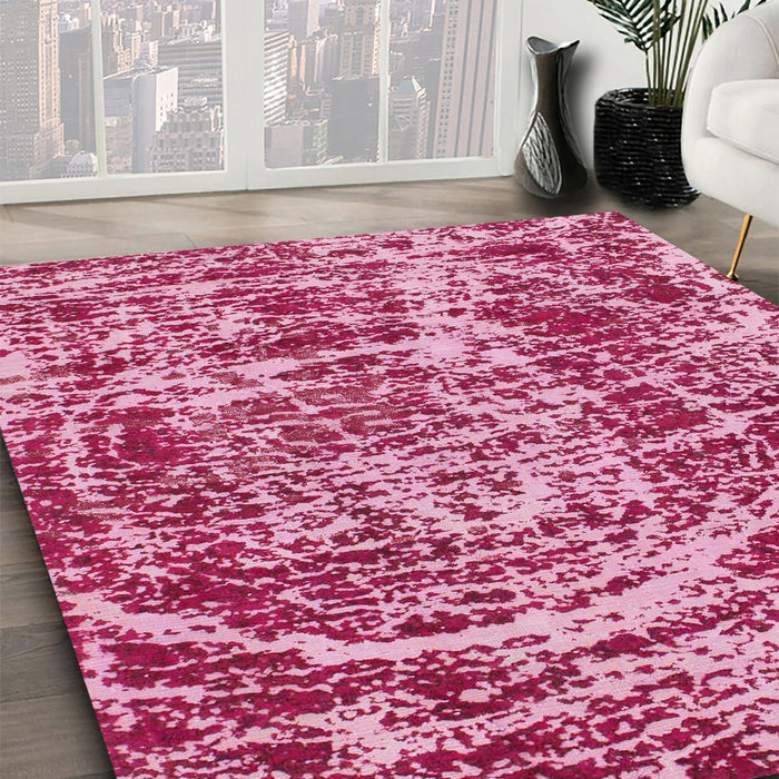 Machine Washable Abstract Hot Pink Rug in a Family Room, wshabs881