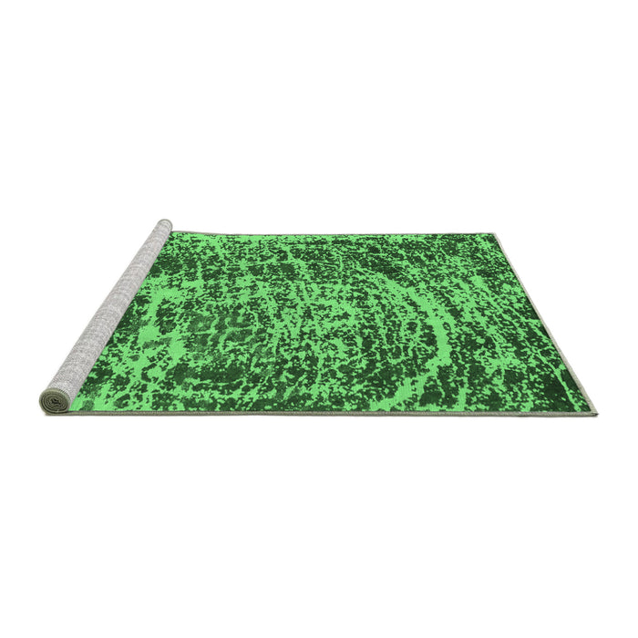 Sideview of Machine Washable Abstract Emerald Green Modern Area Rugs, wshabs881emgrn