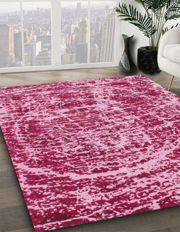 Abstract Hot Pink Modern Rug in Family Room, abs881