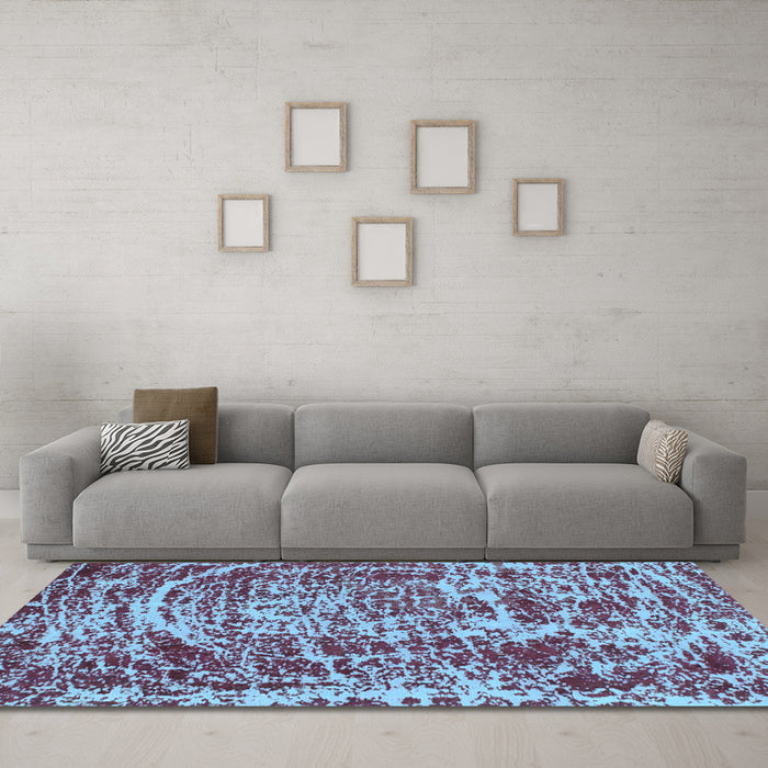 Machine Washable Abstract Light Blue Modern Rug in a Living Room, wshabs881lblu