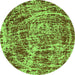 Round Abstract Green Modern Rug, abs881grn