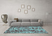 Machine Washable Abstract Turquoise Modern Area Rugs in a Living Room,, wshabs881turq