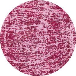 Round Machine Washable Abstract Hot Pink Rug, wshabs881