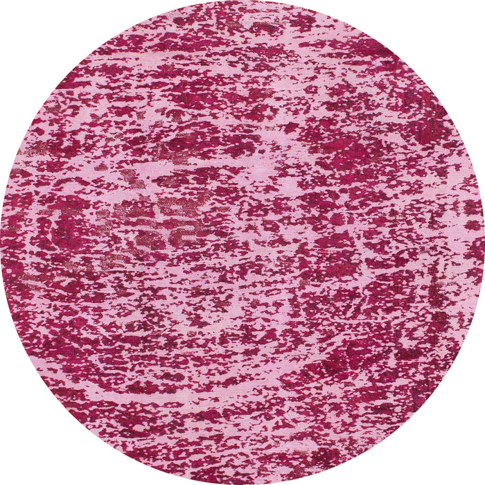 Round Machine Washable Abstract Hot Pink Rug, wshabs881