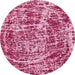 Round Machine Washable Abstract Hot Pink Rug, wshabs881