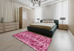 Machine Washable Abstract Hot Pink Rug in a Bedroom, wshabs881