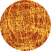 Round Abstract Yellow Modern Rug, abs881yw