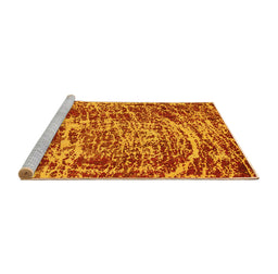 Sideview of Machine Washable Abstract Yellow Modern Rug, wshabs881yw