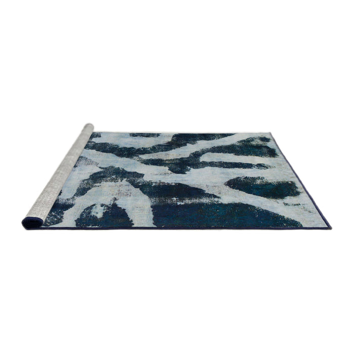 Sideview of Machine Washable Abstract Light Steel Blue Rug, wshabs882