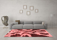 Machine Washable Abstract Red Modern Rug, wshabs882red