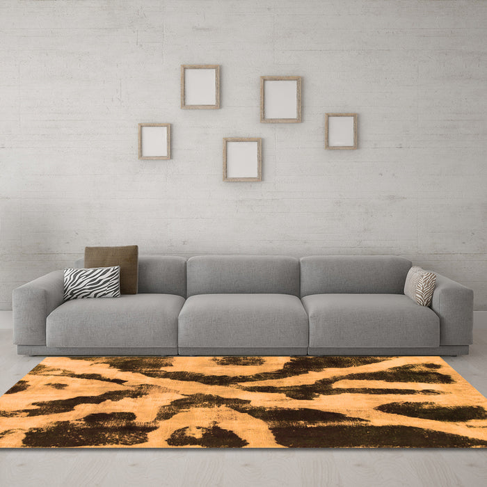 Machine Washable Abstract Orange Modern Area Rugs in a Living Room, wshabs882org