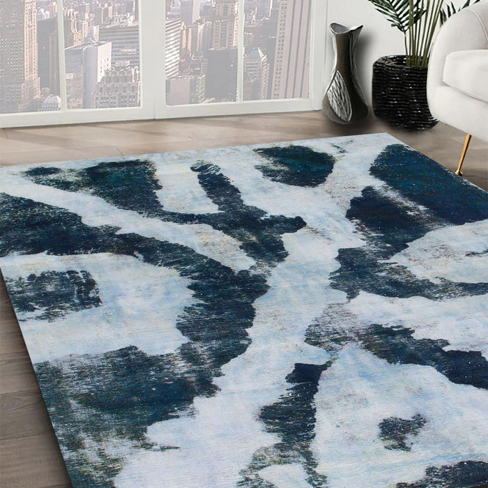 Machine Washable Abstract Light Steel Blue Rug in a Family Room, wshabs882