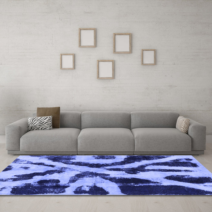 Machine Washable Abstract Blue Modern Rug in a Living Room, wshabs882blu