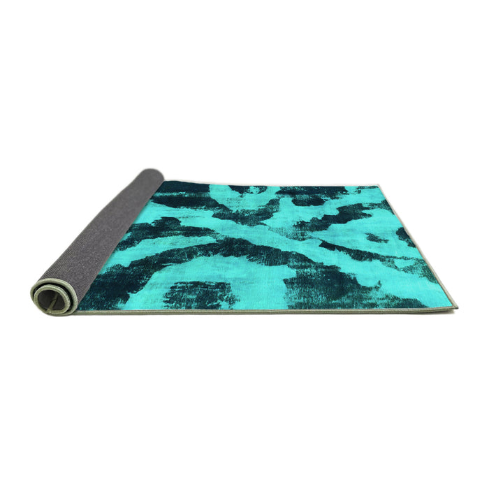 Sideview of Abstract Turquoise Modern Rug, abs882turq