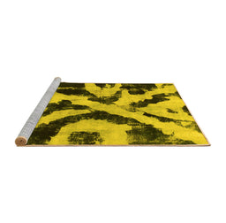 Sideview of Machine Washable Abstract Yellow Modern Rug, wshabs882yw