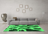 Machine Washable Abstract Green Modern Rug, wshabs882grn