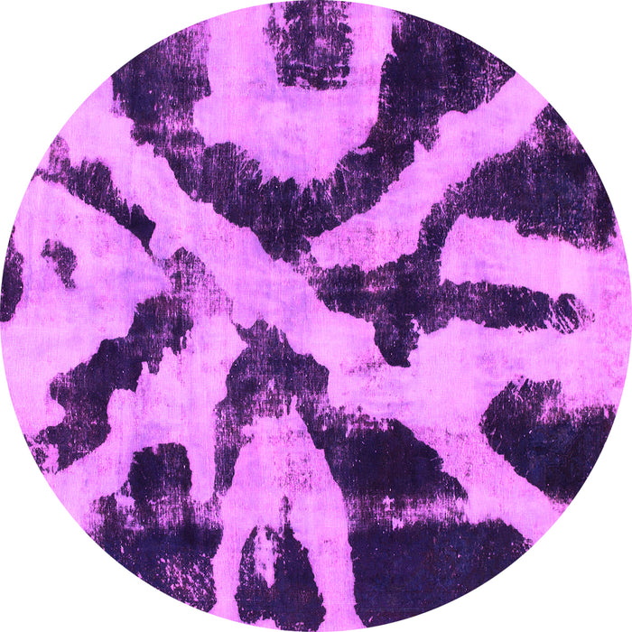 Round Machine Washable Abstract Pink Modern Rug, wshabs882pnk