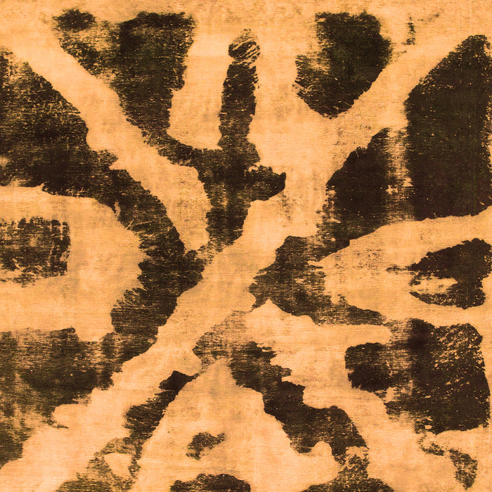 Square Machine Washable Abstract Orange Modern Area Rugs, wshabs882org