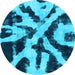 Round Abstract Light Blue Modern Rug, abs882lblu