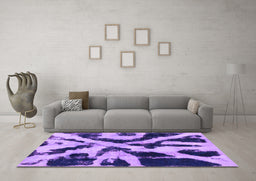 Machine Washable Abstract Purple Modern Area Rugs in a Living Room, wshabs882pur