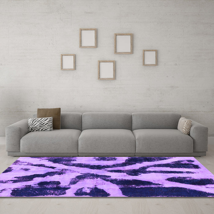 Machine Washable Abstract Purple Modern Area Rugs in a Living Room, wshabs882pur