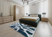 Abstract Light Steel Blue Modern Rug in a Bedroom, abs882