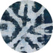 Round Abstract Light Steel Blue Modern Rug, abs882