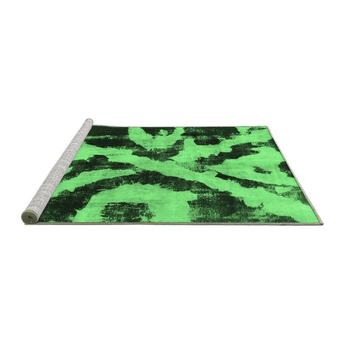 Sideview of Machine Washable Abstract Emerald Green Modern Area Rugs, wshabs882emgrn