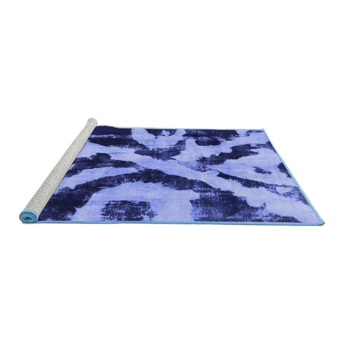Sideview of Machine Washable Abstract Blue Modern Rug, wshabs882blu