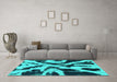 Machine Washable Abstract Turquoise Modern Area Rugs in a Living Room,, wshabs882turq